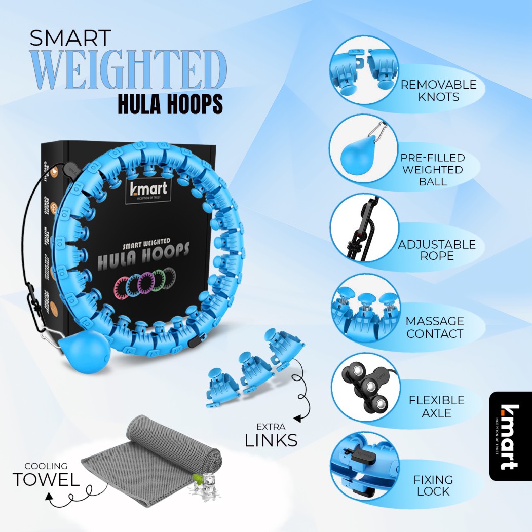 K-Mart Smart Weighted Hula Hoop, 24 Detachable Knots with 360 Degree A