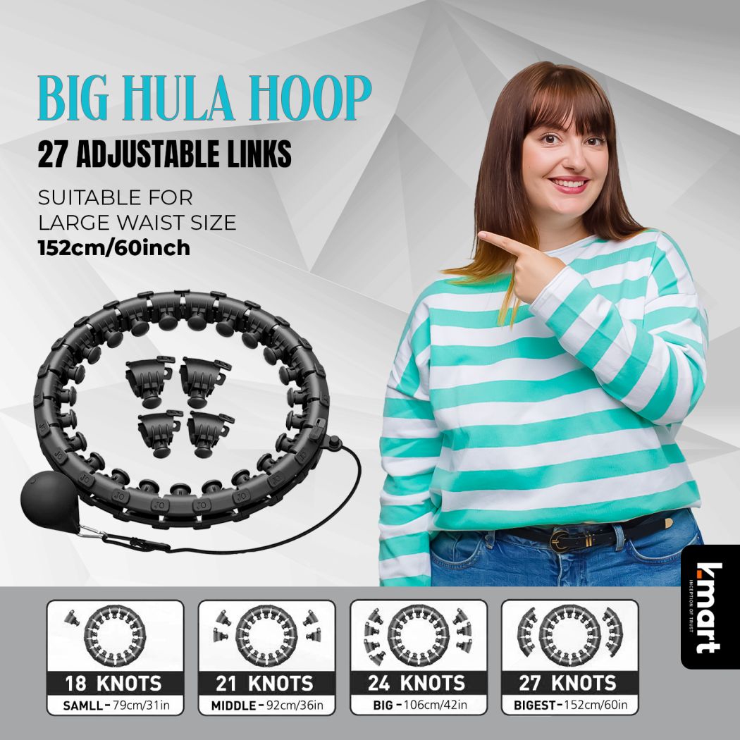Black K-Mart Smart Weighted Hula Hoops Size Chart 