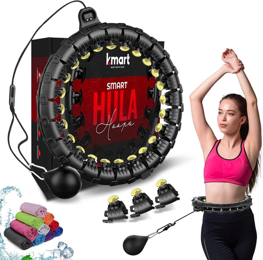 K-mart Black-Gold Smart Hula Hoop with Weighted Ball with Counter